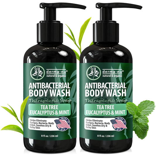 Antibacterial Body Wash - Antibacterial Soap And Tea Tree Body Wash For Jock Itch, Athletes Foot, Eczema And Back Acne - Anti Bacterial Body Soap For Men And Women Safe For All Skin Types - 2 Pack 8 Fl Oz (Pack of 2)