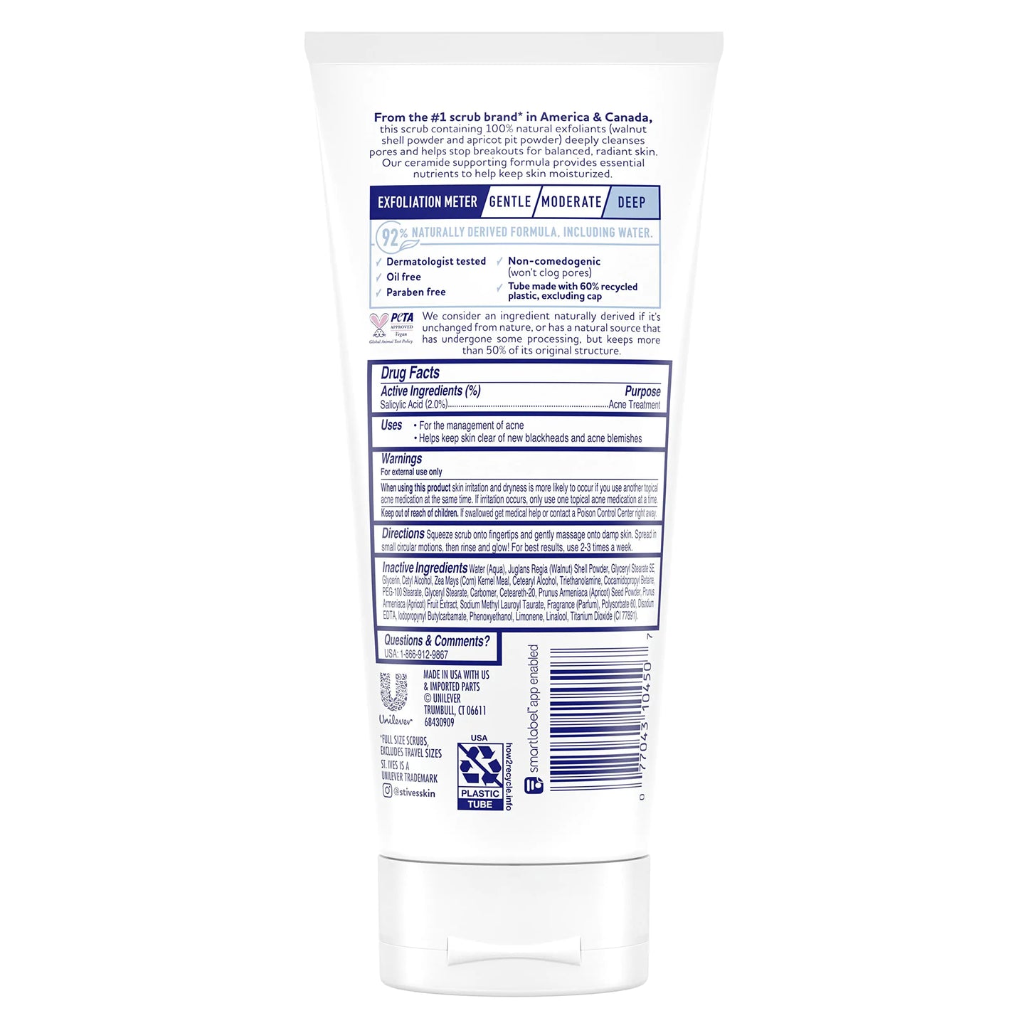 St. Ives Acne Control Face Scrub Deeply Exfoliates and Prevents Acne for Smooth, Glowing Skin Apricot Made with Oil-Free Salicylic Acid Acne Medication, Made with 100% Natural Exfoliants 6 oz