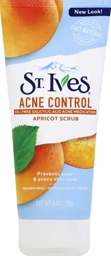 St. Ives Acne Control Face Scrub Deeply Exfoliates and Prevents Acne for Smooth, Glowing Skin Apricot Made with Oil-Free Salicylic Acid Acne Medication, Made with 100% Natural Exfoliants 6 oz